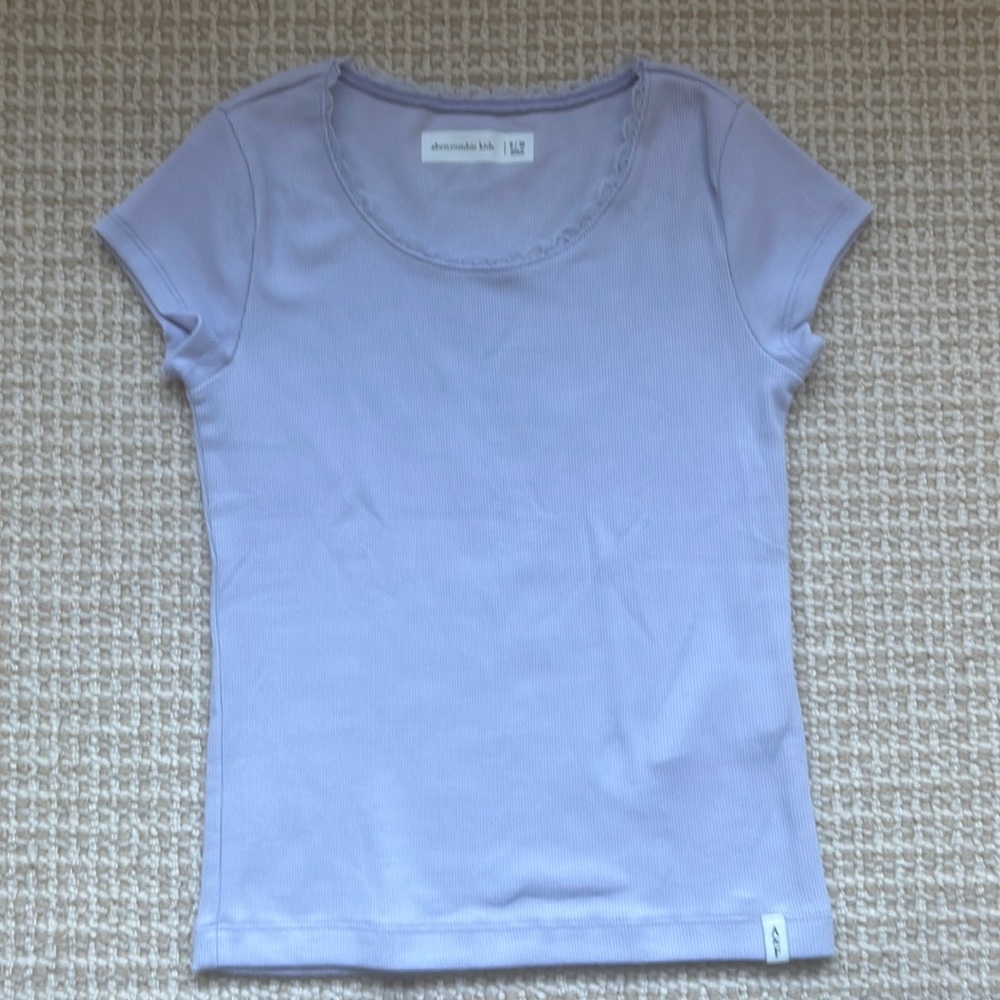 Abercrombie Kids lace trim rib tee, size 9/10